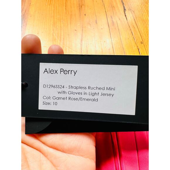 ALEX PERRY Strapless Ruched Mini Dress Pink Green Prom Wedding US Size 6/AU 10 - Picture 8 of 14